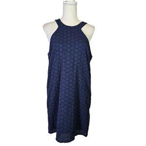 City Triangles Women's Sleeveless Eyelet Halter Mini Dress Size 11 Navy Juniors
